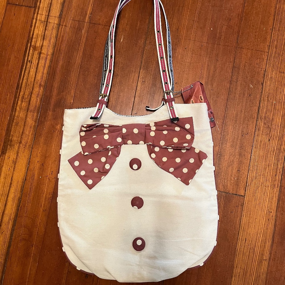 Vintage Loop NYC  Tote Big Bow Bag, Canvas, 16x17”,  NWT
